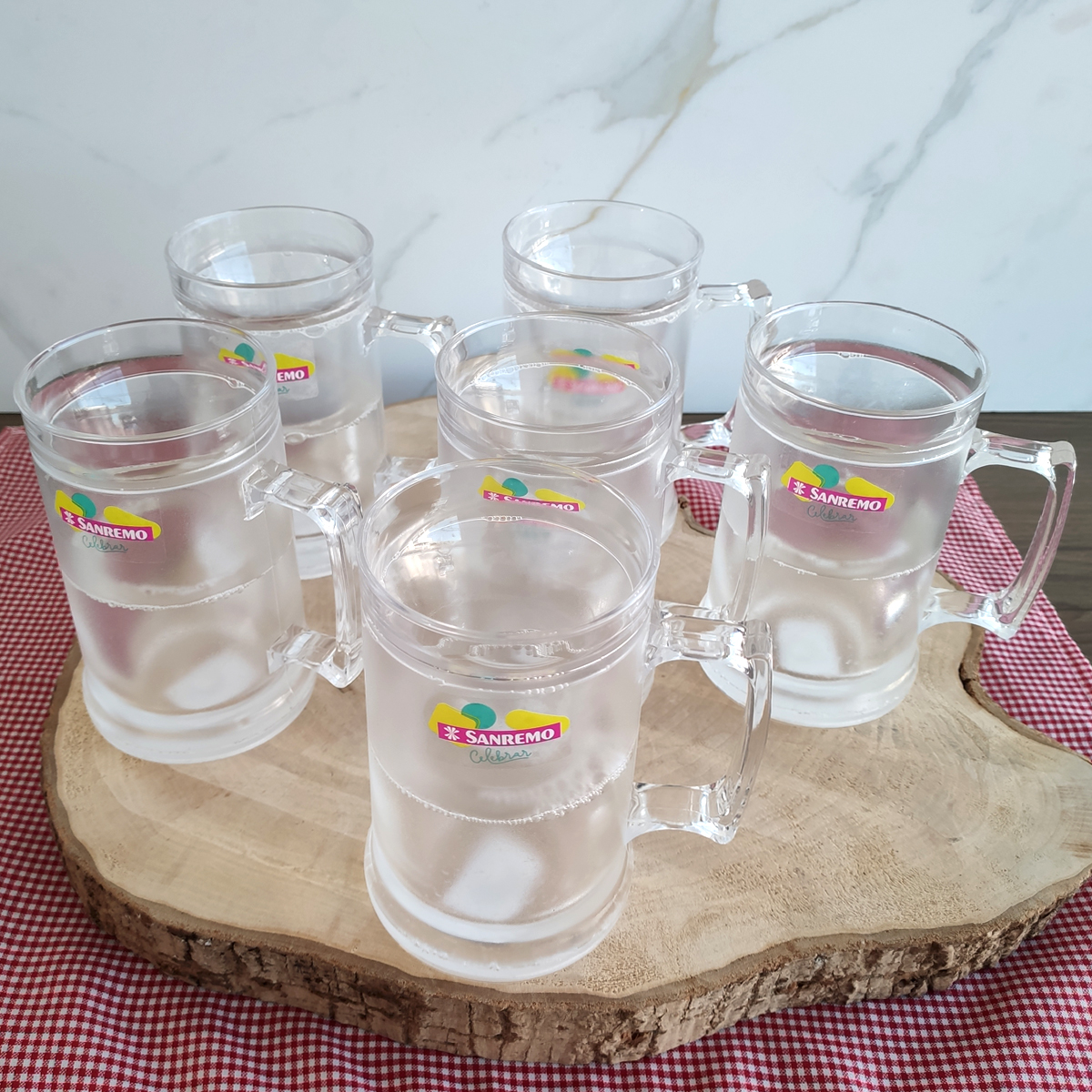 Jogo 6 Canecas Térmicas Para Cerveja Chopp 300ml Canecas De Acrílico Com Gel Sanremo