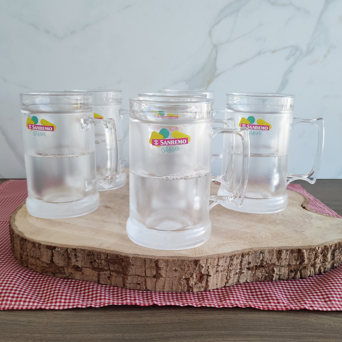 Jogo 6 Canecas Térmicas Para Cerveja Chopp 300ml Canecas De Acrílico Com Gel Sanremo