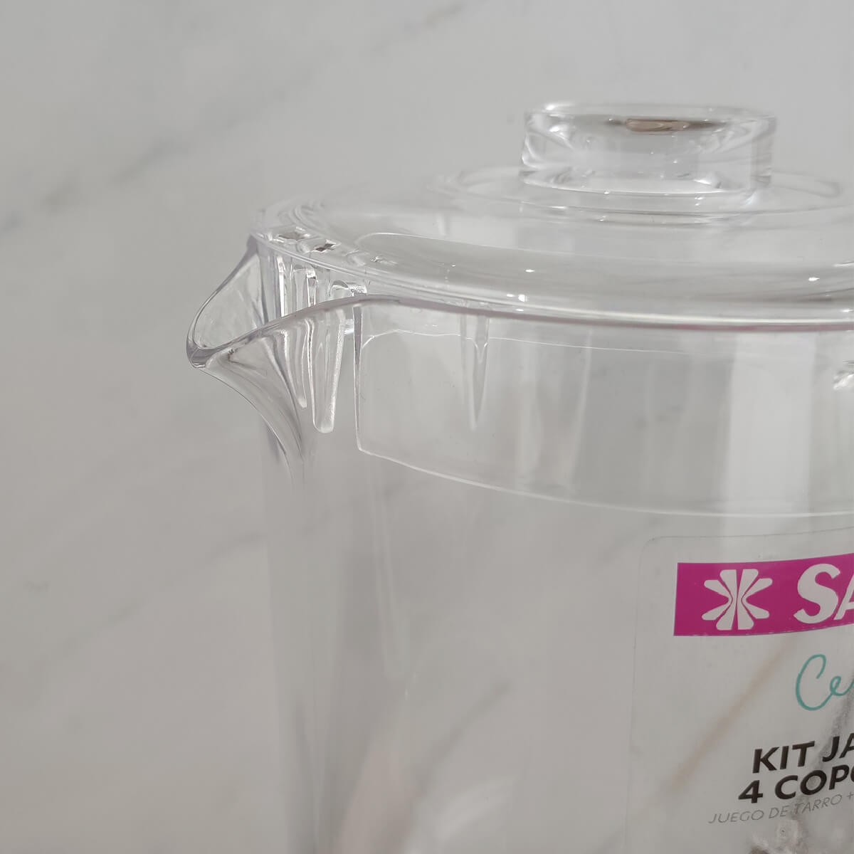 Jogo Jarra de Acrílico 2L e 4 Copos para Bebidas Água Suco Transparente Sanremo