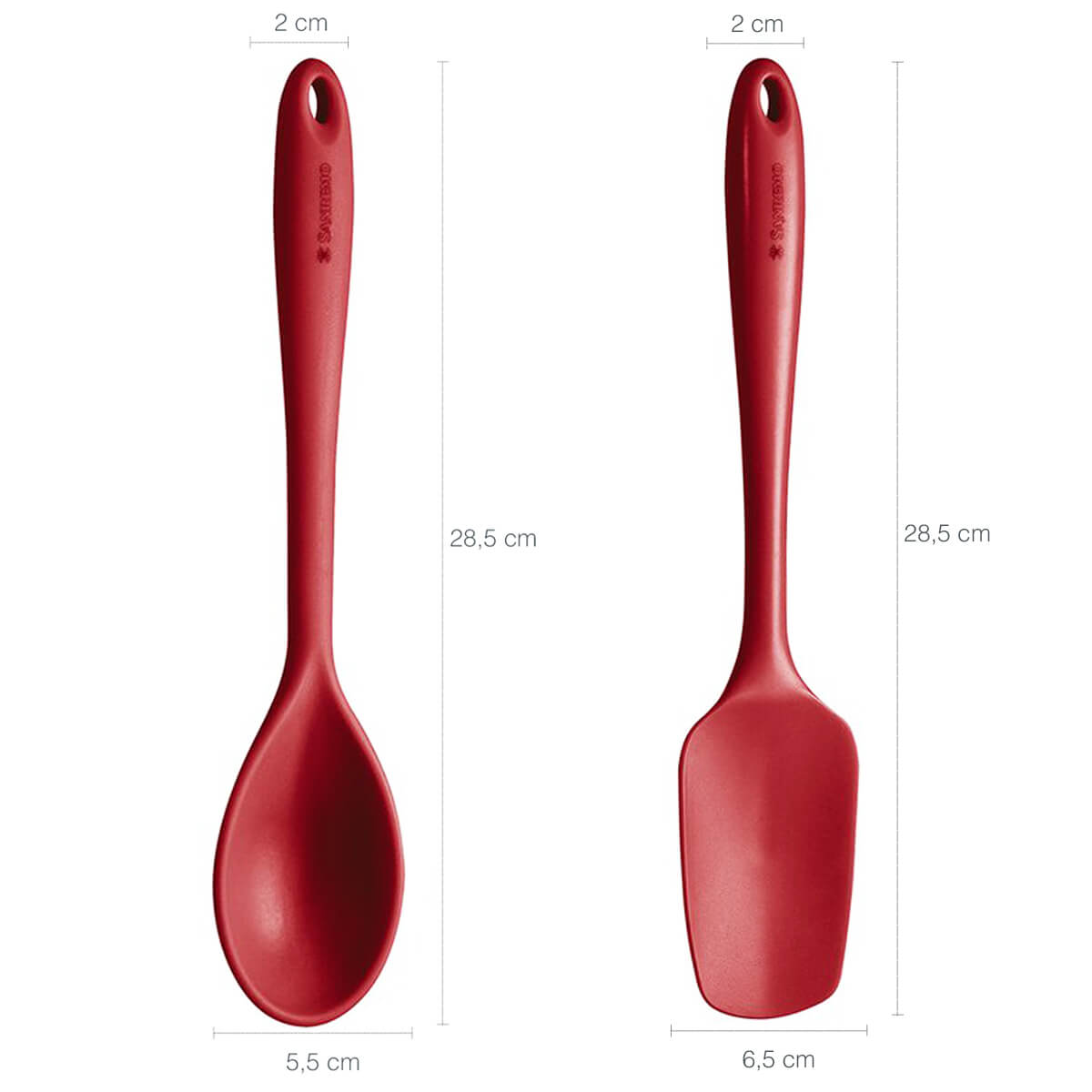 Jogo de Utensílios 4 Peças Talheres de Silicone Vermelhos Alma de Metal