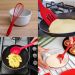 Jogo de Utensílios 5 Peças Talheres de Silicone Vermelhos e Luva Térmica Protetora