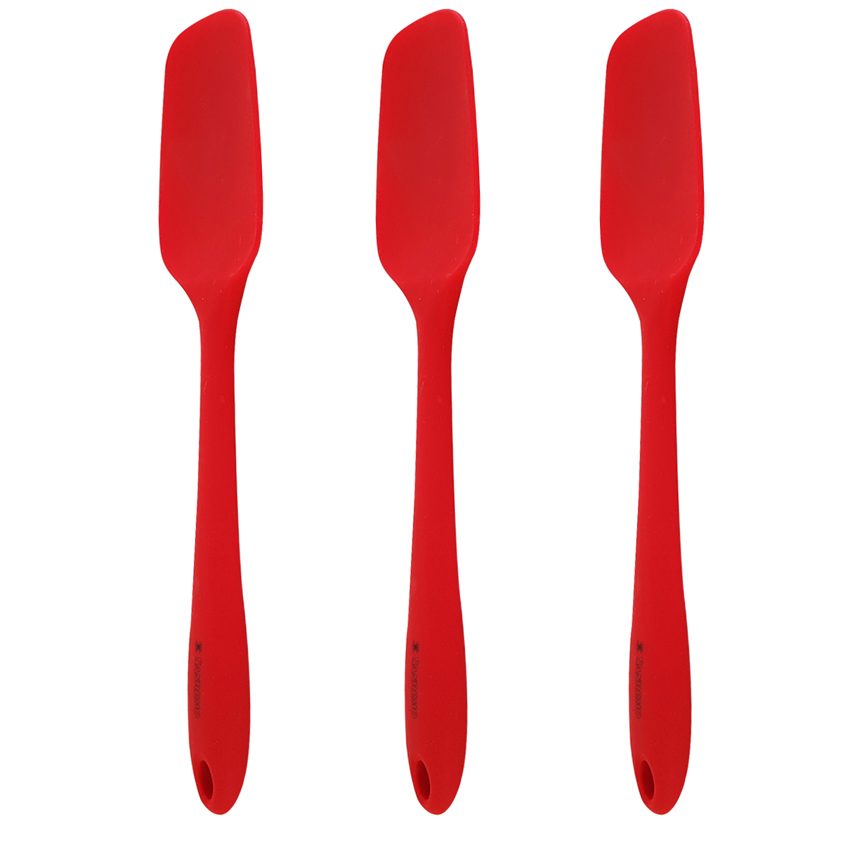 Kit 3 Espátulas Colheres de Silicone Vermelhas Para Cozinha Utensílios