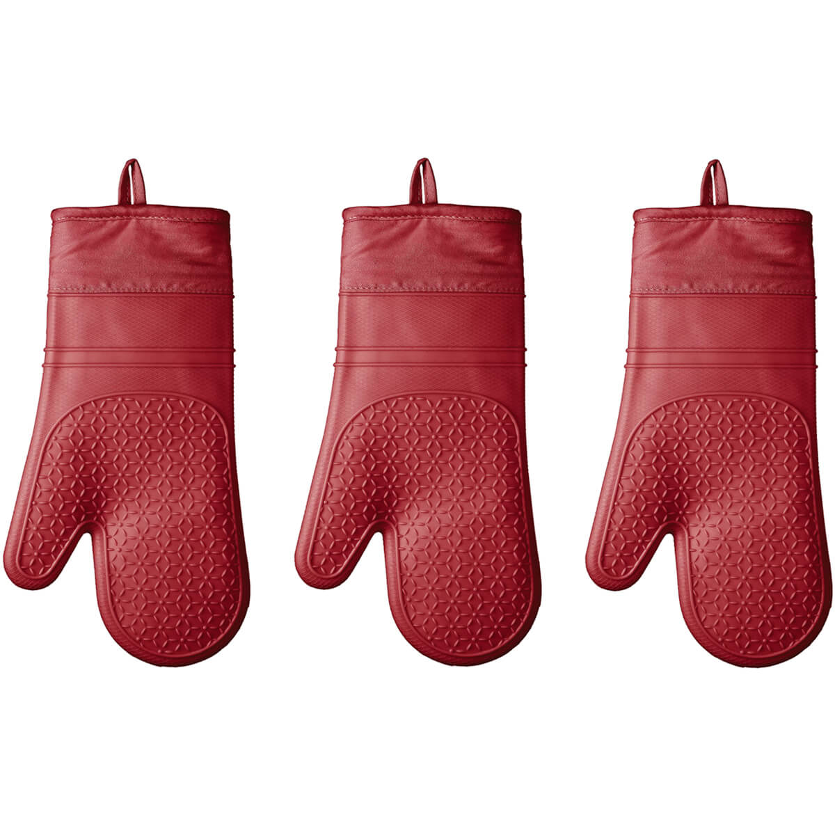 Kit 3 Luvas Térmicas de Silicone para Forno Cozinha Revestida Sanremo