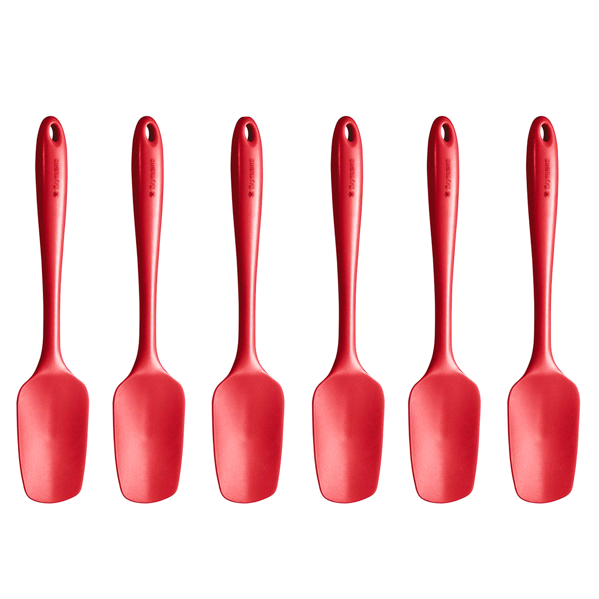 Kit 6 Espátulas Colheres de Silicone Vermelhas Para Cozinha Utensílios