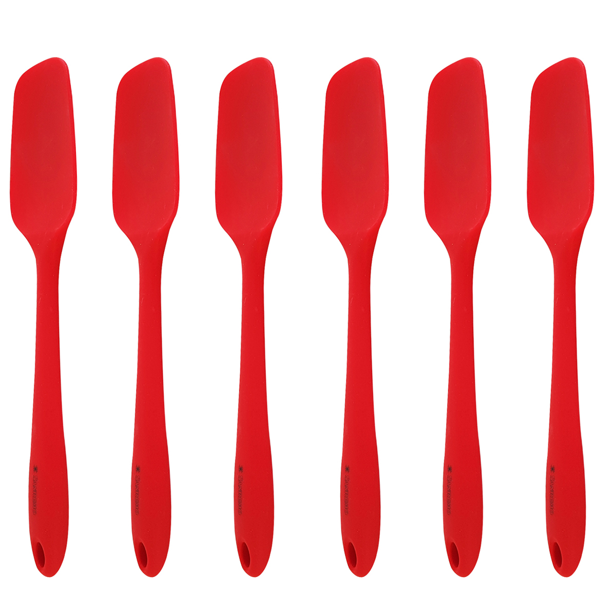 Kit 6 Espátulas Colheres de Silicone Vermelhas Para Cozinha Utensílios