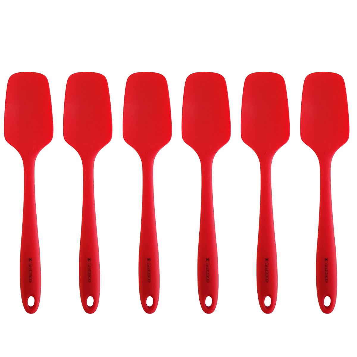 Kit 6 Espátulas Colheres de Silicone Vermelhas Para Cozinha Utensílios