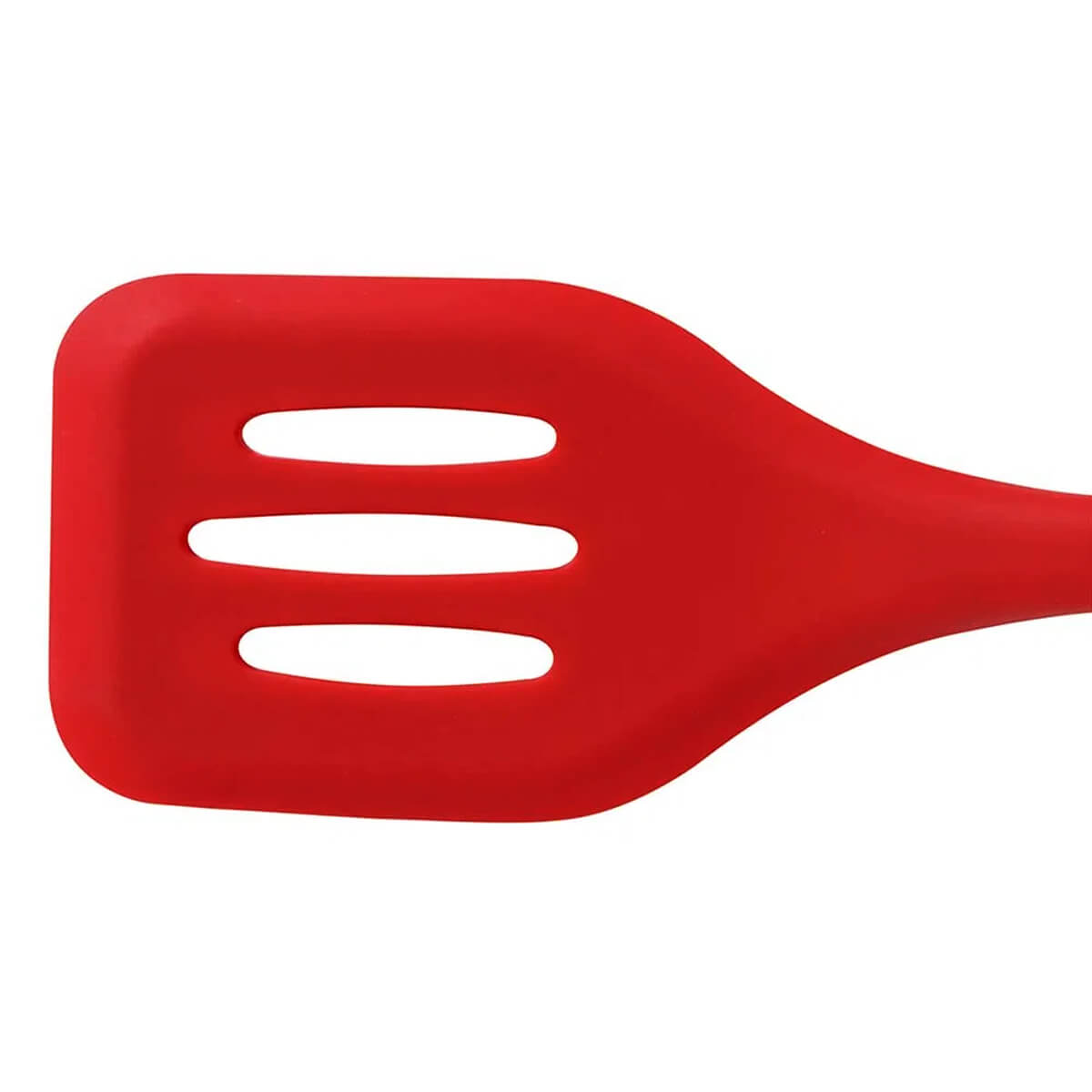 Kit 6 Espátulas de Silicone Retas Vazadas Utensílios Cozinha Vermelho