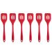 Kit 6 Espátulas de Silicone Retas Vazadas Utensílios Cozinha Vermelho