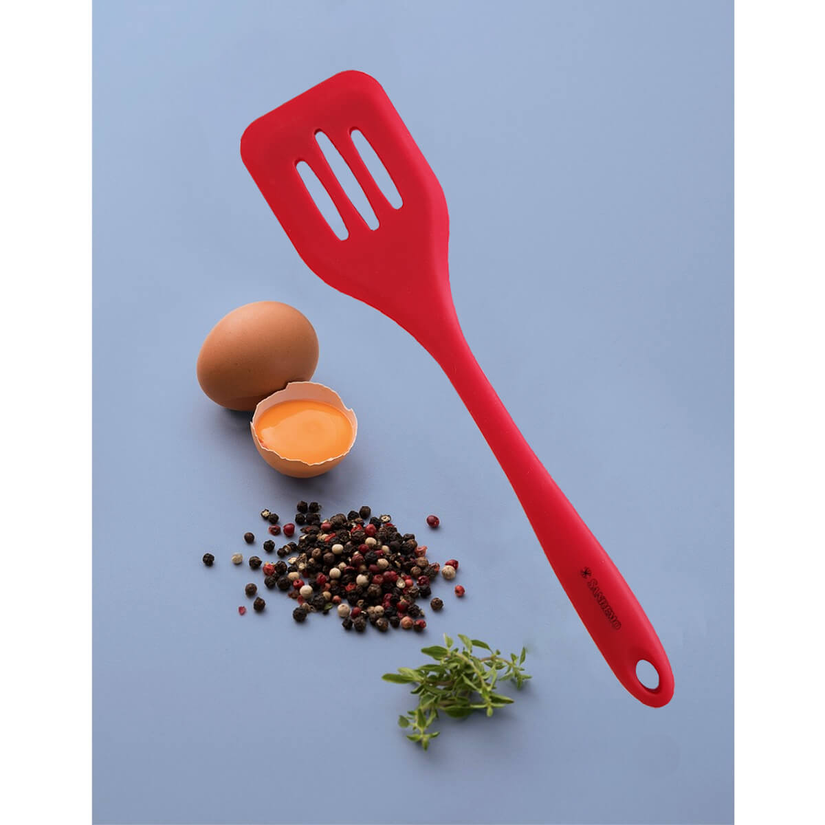 Kit 6 Espátulas de Silicone Retas Vazadas Utensílios Cozinha Vermelho