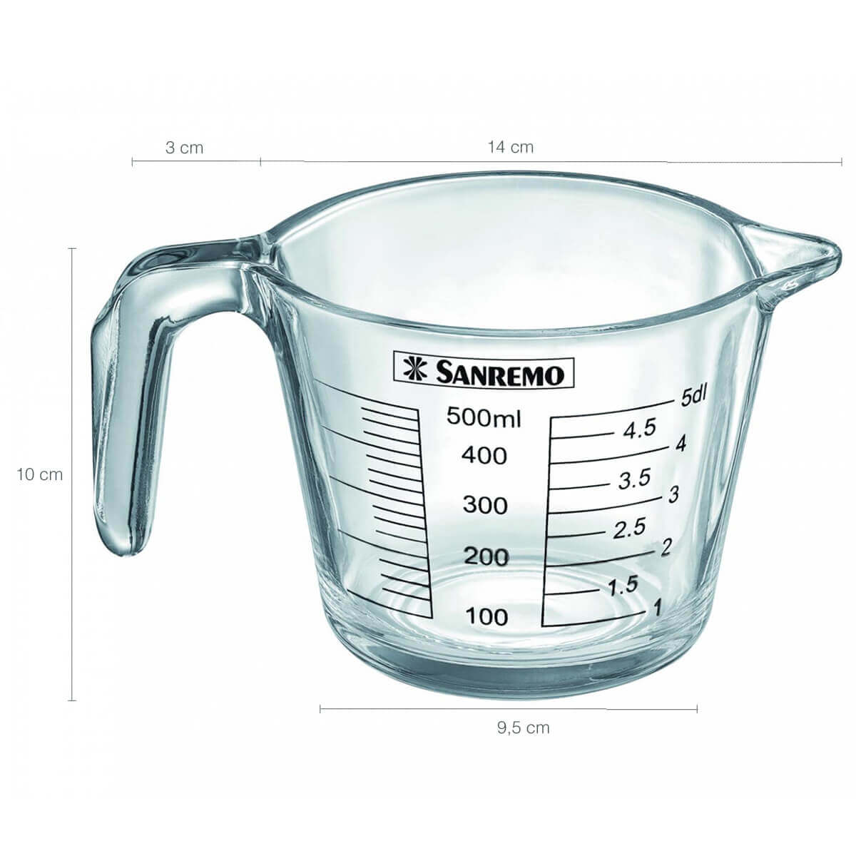 Kit 6 Medidores Jarra Copo Vidro Com Bico Graduada 500ml Sanremo