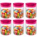 Kit 6 Potes de Vidro Herméticos 650ml Porta Mantimentos Cozinha Com Tampa Rosa