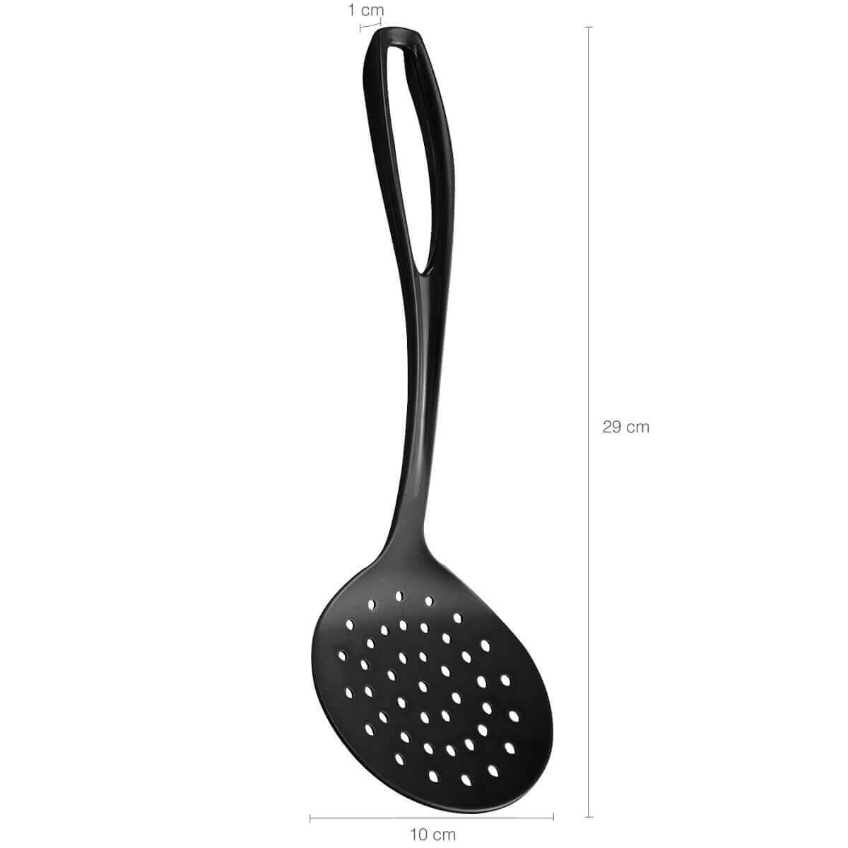 Kit Escumadeira Espumadeira para Cozinha Plástico Nylon 6 peças Preta Sanremo