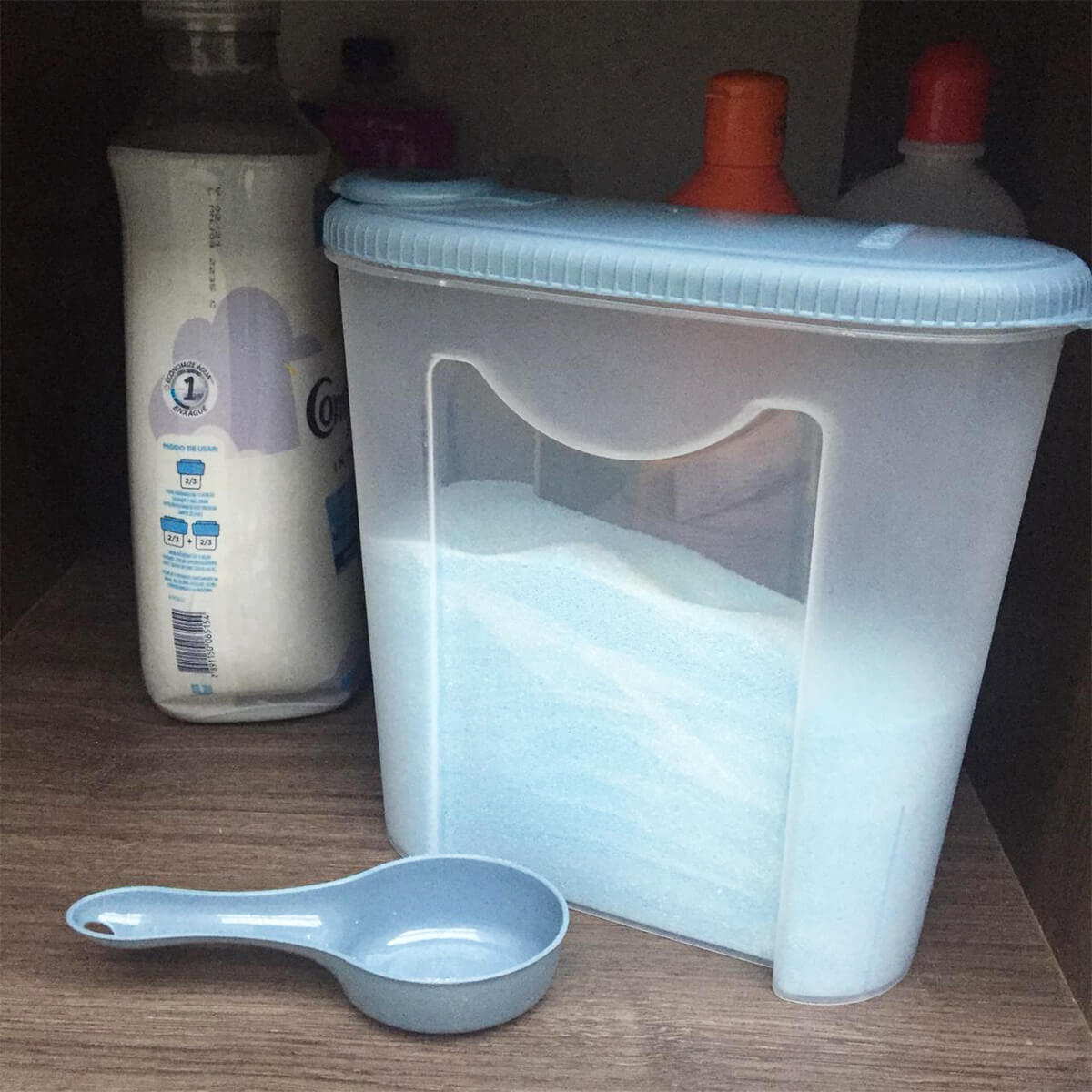 Pote Porta Sabão em Pó de Plástico 1kg com Tampa e Dosador Sanremo