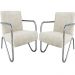 Kit 2 Poltronas Para Sala de Espera Recepção Em Suede Bege Com Braços Cromados Decorativa Confortável Até 120 Kg - PS