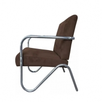 Kit 2 Poltronas Para Sala de Espera Recepção Em Suede Marrom Com Braços Cromados Decorativa Confortável Até 120 Kg - PS