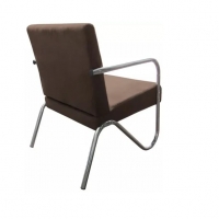 Kit 2 Poltronas Para Sala de Espera Recepção Em Suede Marrom Com Braços Cromados Decorativa Confortável Até 120 Kg - PS