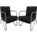 Kit 2 Poltronas Para Sala de Espera Recepção Em Suede Preto Com Braços Cromados Decorativa Confortável Até 120 Kg - PS