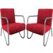 Kit 2 Poltronas Para Sala de Espera Recepção Em Suede Vermelho Com Braços Cromados Decorativa Confortável Até 120 Kg - PS