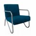 Kit 3 Poltronas Para Sala de Espera Recepção Em Suede Azul Marinho Com Braços Cromados Decorativa Confortável Até 120 Kg - PS