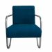 Kit 3 Poltronas Para Sala de Espera Recepção Em Suede Azul Marinho Com Braços Cromados Decorativa Confortável Até 120 Kg - PS