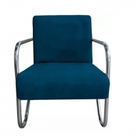 Kit 3 Poltronas Para Sala de Espera Recepção Em Suede Azul Marinho Com Braços Cromados Decorativa Confortável Até 120 Kg - PS