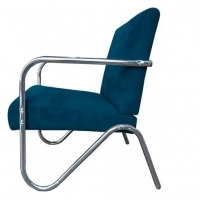 Kit 3 Poltronas Para Sala de Espera Recepção Em Suede Azul Marinho Com Braços Cromados Decorativa Confortável Até 120 Kg - PS