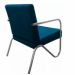 Kit 3 Poltronas Para Sala de Espera Recepção Em Suede Azul Marinho Com Braços Cromados Decorativa Confortável Até 120 Kg - PS