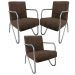 Kit 3 Poltronas Para Sala de Espera Recepção Em Suede Marrom Com Braços Cromados Decorativa Confortável Até 120 Kg - PS