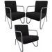 Kit 3 Poltronas Para Sala de Espera Recepção Em Suede Preto Com Braços Cromados Decorativa Confortável Até 120 Kg - PS