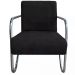 Kit 3 Poltronas Para Sala de Espera Recepção Em Suede Preto Com Braços Cromados Decorativa Confortável Até 120 Kg - PS