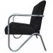 Kit 3 Poltronas Para Sala de Espera Recepção Em Suede Preto Com Braços Cromados Decorativa Confortável Até 120 Kg - PS