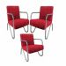 Kit 4 Poltronas Para Sala de Espera Recepção Em Suede Vermelho Com Braços Cromados Decorativa Confortável Até 120 Kg - PS