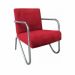 Kit 4 Poltronas Para Sala de Espera Recepção Em Suede Vermelho Com Braços Cromados Decorativa Confortável Até 120 Kg - PS