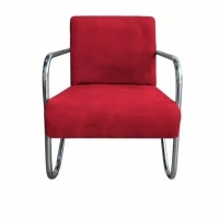 Kit 4 Poltronas Para Sala de Espera Recepção Em Suede Vermelho Com Braços Cromados Decorativa Confortável Até 120 Kg - PS