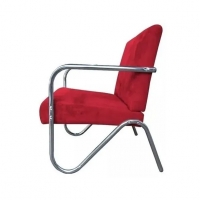 Kit 4 Poltronas Para Sala de Espera Recepção Em Suede Vermelho Com Braços Cromados Decorativa Confortável Até 120 Kg - PS