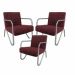 Kit 4 Poltronas Para Sala de Espera Recepção Em Suede Vinho Com Braços Cromados Decorativa Confortável Até 120 Kg - PS