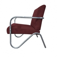 Kit 4 Poltronas Para Sala de Espera Recepção Em Suede Vinho Com Braços Cromados Decorativa Confortável Até 120 Kg - PS