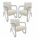 Kit 5 Poltronas Para Sala de Espera Recepção Em Suede Bege Com Braços Cromados Decorativa Confortável Até 120 Kg - PS