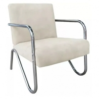 Kit 5 Poltronas Para Sala de Espera Recepção Em Suede Bege Com Braços Cromados Decorativa Confortável Até 120 Kg - PS