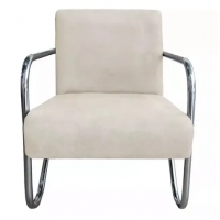 Kit 5 Poltronas Para Sala de Espera Recepção Em Suede Bege Com Braços Cromados Decorativa Confortável Até 120 Kg - PS