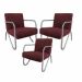 Kit 5 Poltronas Para Sala de Espera Recepção Em Suede Vinho Com Braços Cromados Decorativa Confortável Até 120 Kg - PS
