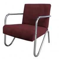 Kit 5 Poltronas Para Sala de Espera Recepção Em Suede Vinho Com Braços Cromados Decorativa Confortável Até 120 Kg - PS