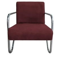 Kit 5 Poltronas Para Sala de Espera Recepção Em Suede Vinho Com Braços Cromados Decorativa Confortável Até 120 Kg - PS