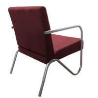 Kit 5 Poltronas Para Sala de Espera Recepção Em Suede Vinho Com Braços Cromados Decorativa Confortável Até 120 Kg - PS