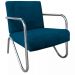 Poltrona Para Sala de Espera Recepção Em Suede Azul Marinho Com Braços Cromados Decorativa Confortável Até 120 Kg - PS