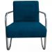Poltrona Para Sala de Espera Recepção Em Suede Azul Marinho Com Braços Cromados Decorativa Confortável Até 120 Kg - PS