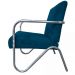 Poltrona Para Sala de Espera Recepção Em Suede Azul Marinho Com Braços Cromados Decorativa Confortável Até 120 Kg - PS