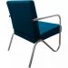 Poltrona Para Sala de Espera Recepção Em Suede Azul Marinho Com Braços Cromados Decorativa Confortável Até 120 Kg - PS