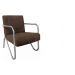 Poltrona Para Sala de Espera Recepção Em Suede Marrom Com Braços Cromados Decorativa Confortável Até 120 Kg - PS
