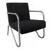 Poltrona Para Sala de Espera Recepção Em Suede Preto Com Braços Cromados Decorativa Confortável Até 120 Kg - PS